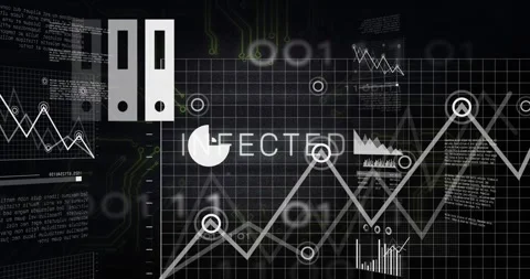 On scan central laptop cloud icon and INFECTED expanding, revealing charts to Vídeos de archivo 328469487