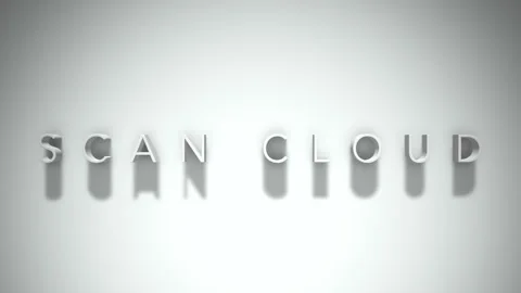 Scan cloud 3D title animation with shadows on a white background Stock Footage 297671942