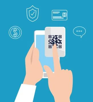 Scan code qr with smartphone and icons イラスト素材