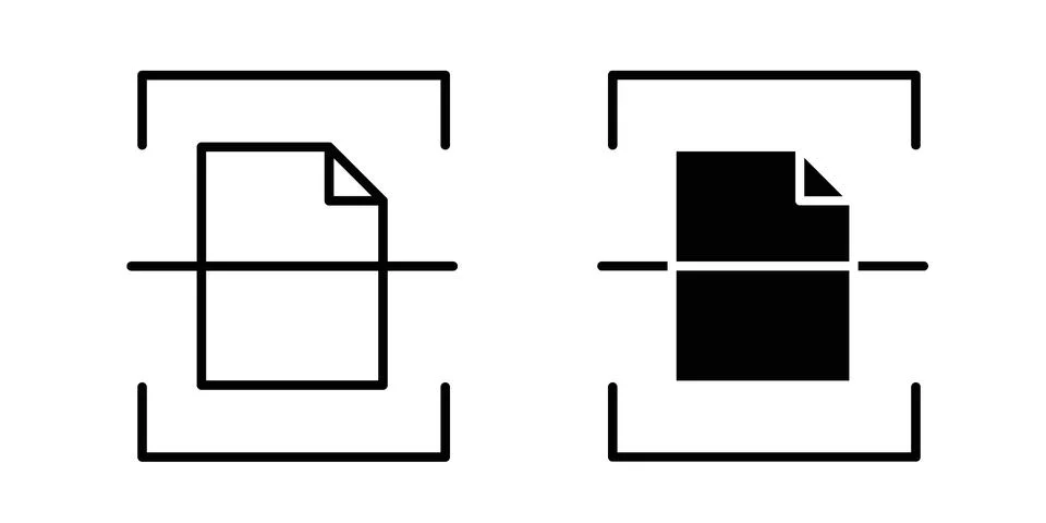 Scan documents icon. Line Drawings and Silhouettes icons Stock Illustration