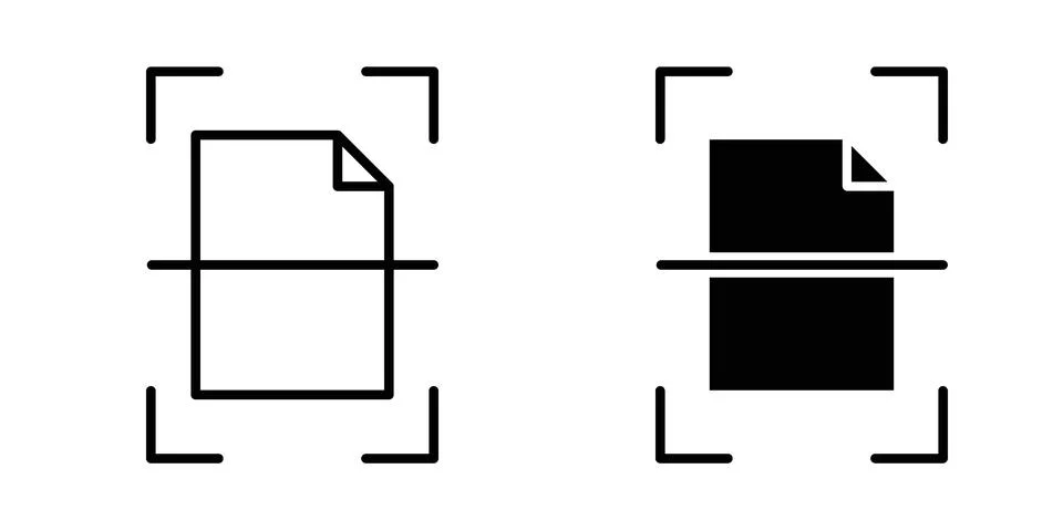 Scan documents icon vector concepts, line and silhouette style Stock Illustration