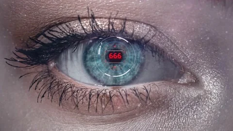 Scan of the eye for Mark of the Beast Stock Footage 153939089