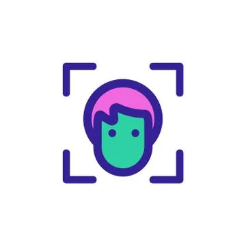 Scan the face of the icon vector. Isolated contour symbol illustration Illustrazione stock