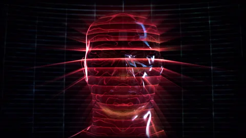 SCAN FACE loop. An abstract representation of scanning Stock Footage 243268023