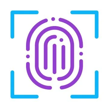 Scan Fingerprint Close-up Icon Vector Outline Illustration Illustrazione stock