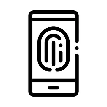 Scan Fingerprint in Phone Icon Vector Outline Illustration イラスト素材