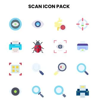 Scan Flat UI Icons Pack Stock Illustration