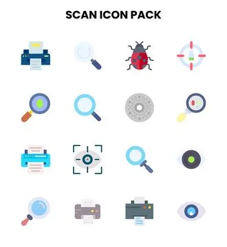 Scan Flat UI Icons Pack Stock Illustration