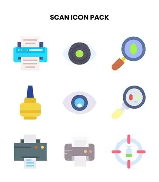Scan Flat UI Icons Pack Stock Illustration