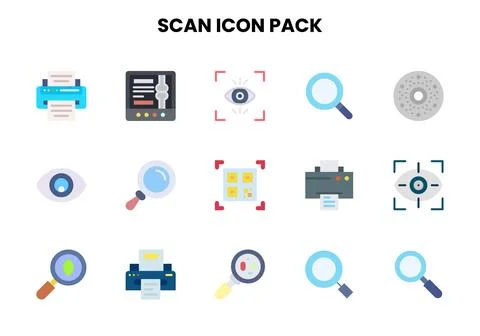Scan Flat Vector Icons Pack イラスト素材