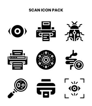 Scan Glyph Bundle Icons Pack Stock Illustration