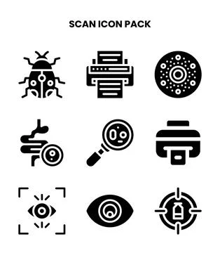 Scan Glyph Icons Pack Stock Illustration
