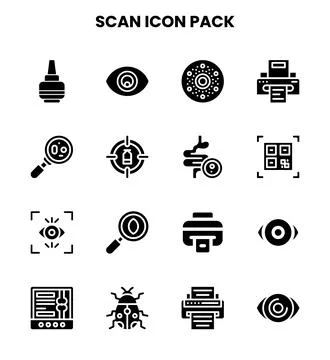 Scan Glyph UI Icons Pack Stock Illustration