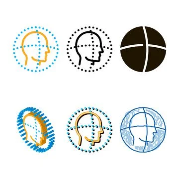 Scan head authentication icon modern vector outline Stock Illustration