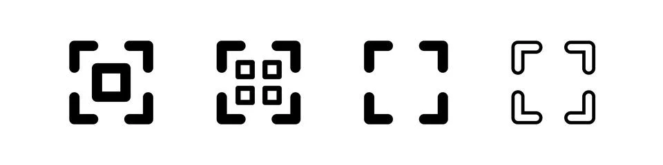 Scan icon set. QR code and data scanning. Vector. Illustrazione stock