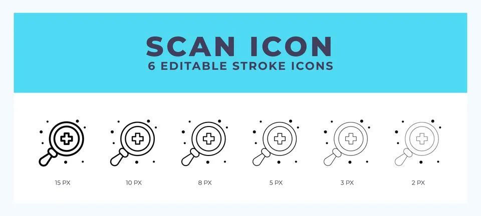 Scan icon vector for web. And mobile app. Editable stroke outline icon. Illustrazione stock