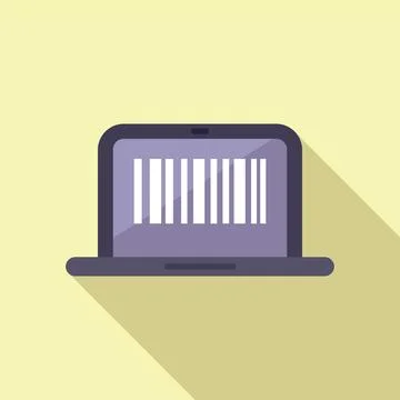 Scan laptop bar code icon flat vector. City id sign Stock-Illustration
