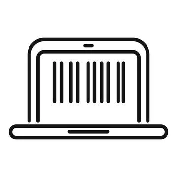 Scan laptop bar code icon outline vector. City id sign Stock-Illustration