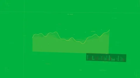 Scan line appearing, yellow chart rising, cam panning, HUD labels on transparent Stock Footage 333971906