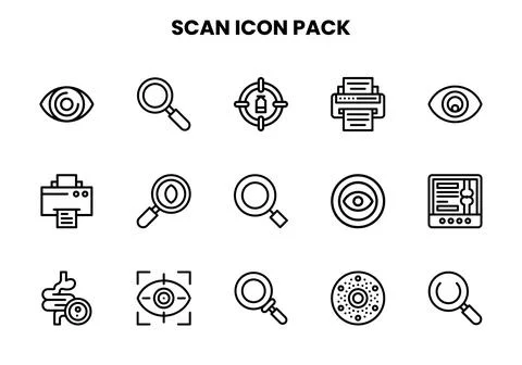 Scan Line Design Icons Pack Stock Illustration