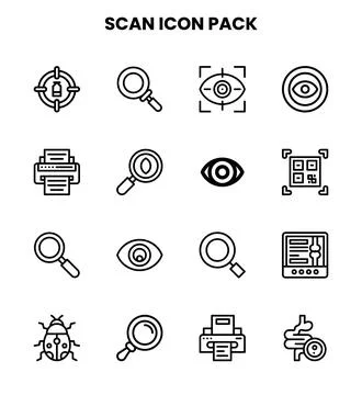 Scan Line Set Icons Pack Stock Illustration