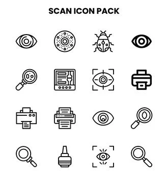 Scan Line Set Icons Pack Stock Illustration