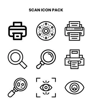 Scan Line Set Icons Pack Stock Illustration