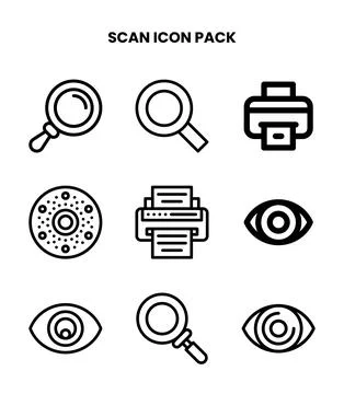 Scan Line Vector Icons Pack 스톡 일러스트