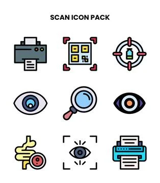 Scan Lineal Color Bundle Icons Pack イラスト素材