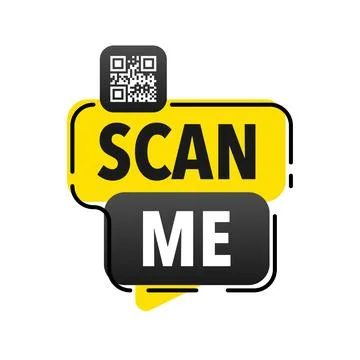 Scan me icon with QR code. Inscription scan me. QR code label. 库存插图