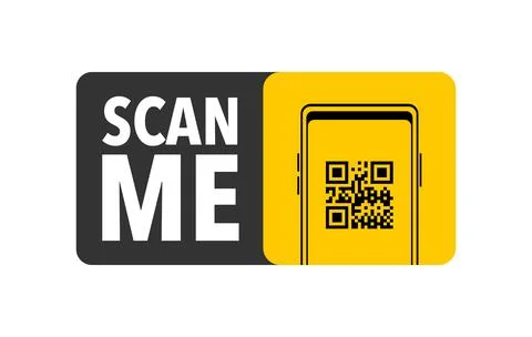 Scan me icon with QR code. Inscription scan me. QR code label. Illustrazione stock