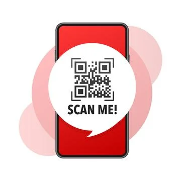 Scan me icon with QR code. Inscription scan me. QR code label. 库存插图