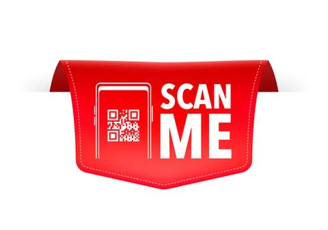 Scan me icon with QR code. Inscription scan me. QR code label. Stock Illustration
