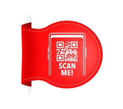 Scan me icon with QR code. Inscription scan me. QR code label. Stock Illustration