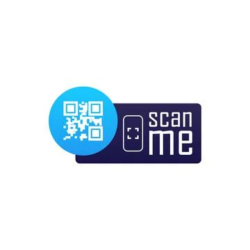 Scan me label or badge for apps and stickers, vector illustration isolated. Stock Illustration