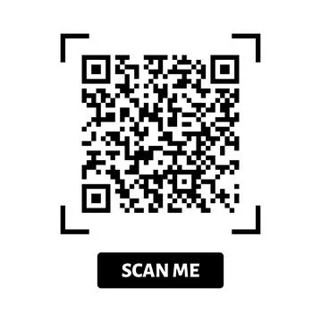 Scan me QR code design. QR code for payment, text transfer with scan me button Stock Illustration