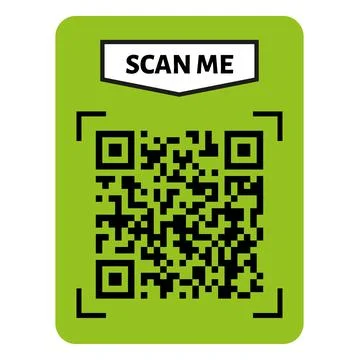 Scan me QR code design. QR code for payment, text transfer with scan me button Illustrazione stock
