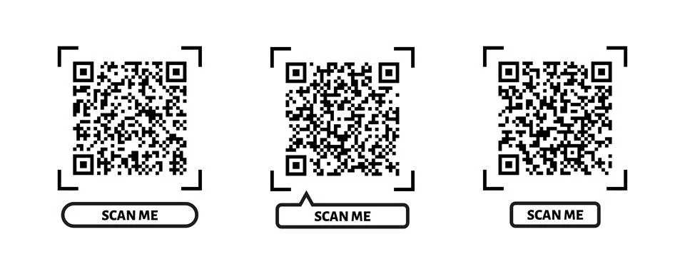 Scan me QR code design. QR code for payment, text transfer with scan me button Stock Illustration