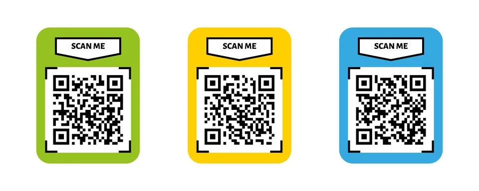Scan me QR code design. QR code for payment, text transfer with scan me button Stock Illustration