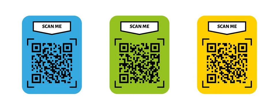 Scan me QR code design. QR code for payment, text transfer with scan me button Stock Illustration