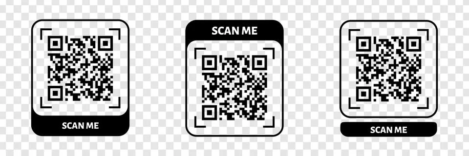Scan me QR code design. QR code for payment, text transfer with scan me button Illustrazione stock