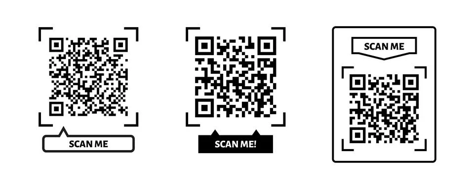 Scan me QR code design. QR code for payment, text transfer with scan me button Stock Illustration