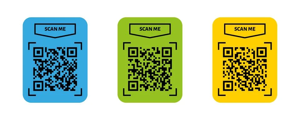 Scan me QR code design. QR code for payment, text transfer with scan me button Stock Illustration