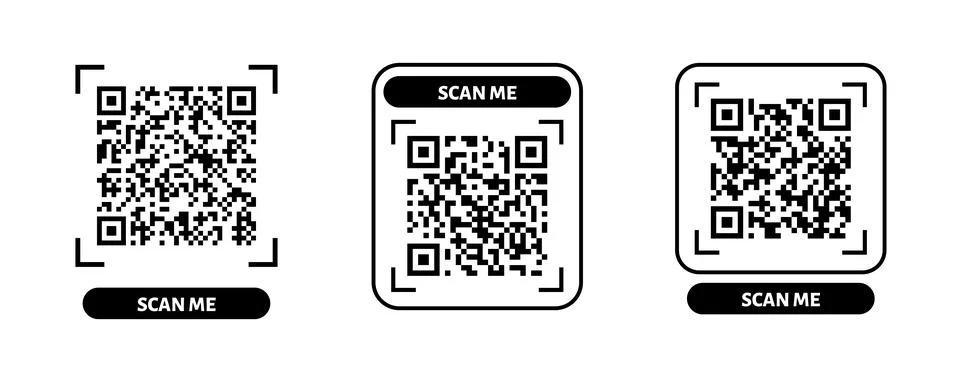 Scan me QR code design. QR code for payment, text transfer with scan me button Stock Illustration
