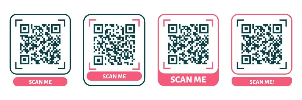 Scan me QR code design. QR code for payment, text transfer with scan me button Stock Illustration