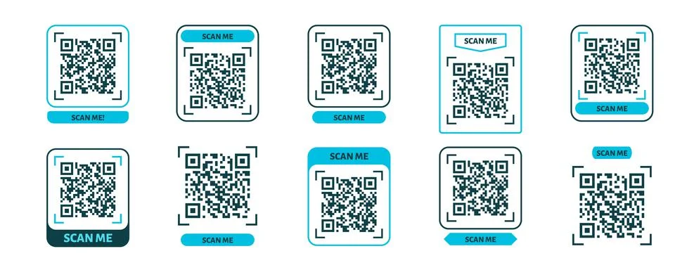 Scan me QR code design. QR code for payment, text transfer with scan me button Stock Illustration