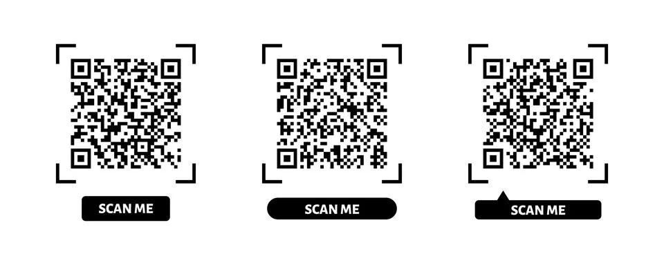 Scan me QR code sticker. QR code for smartphone scanner and payment. Vector Illustrazione stock