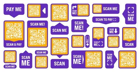 Scan me QR code sticker. Online payment. Special offer sale stickers, shopping イラスト素材