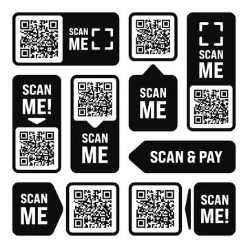 Scan me QR code sticker. Online payment. Special offer sale stickers, shopping Stockillustratie