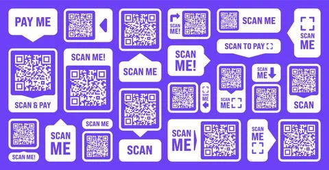 Scan me QR code sticker. Online payment. Special offer sale stickers, shopping Stock-Illustration
